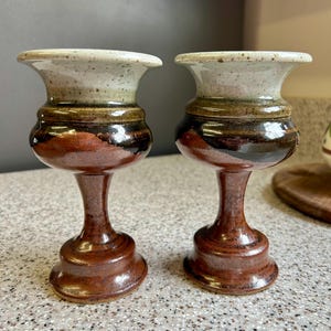 Set of 2 Artist Signed Studio Pottery Goblets