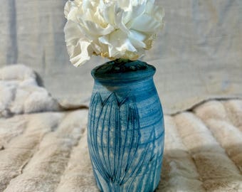 Vintage Carn Pottery- Small Vase Made in England-Handcrafted Floral Design