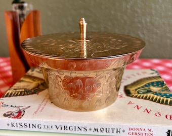Vintage Etched Brass Dish- Made in India