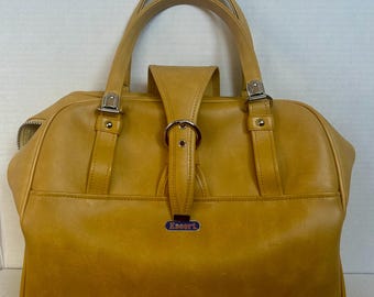 Vintage 1970s American Tourister Escort Carry-On Bag - Soft Sided Luggage Tote - Retro Yellow Weekender Bag