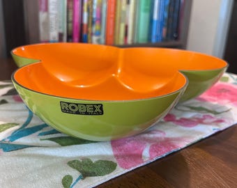 Vintage Robex Italy Divided Serving Tray- MCM Space Age Trifoglio Bowl- Three Section Designer Plasticware