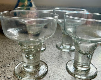 Set of 4 Crate and Barrel Carlos Margarita Glasses - Heavy Base Cocktail Glasses