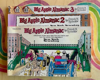Vintage Big Apple Almanac Volumes 1, 2, & 3 Set - Patrick M. Reynolds NYC History Comics - New York Newsday Cartoon Books