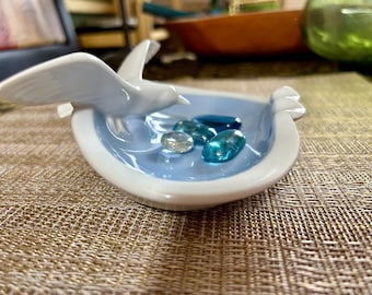Vintage Bavaria Porcelain Gerold Porzellan Seagull Ashtray / Trinket Dish
