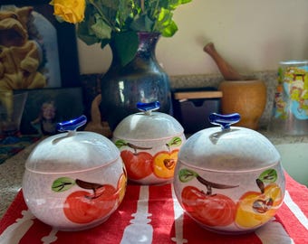 Set of Three Chulki Ceramic Bowls with Lids- Vintage