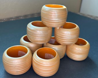 Vintage "Audrey" Italian Napkin Rings - Set of 8 Pearlescent Champagne Resin