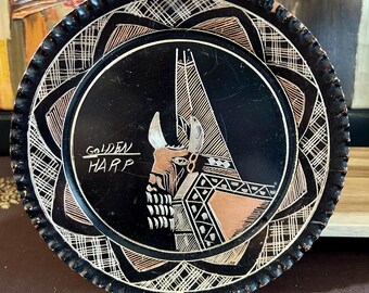 Rare Golden Harp Decorative Plate- Vintage