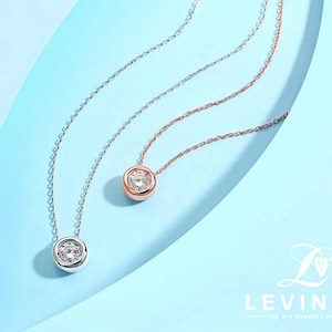 Moissanite Pendant Necklace: 18K Gold Plated Sterling Silver, Minimalist Jewelry