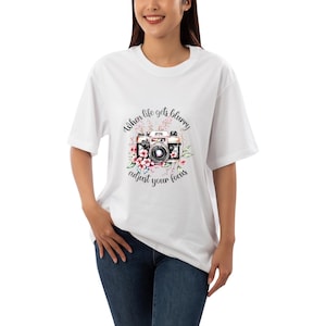 When life gets blurry adjust your focus png, Watercolor Floral photography camera sublimation designs downloads, Boho Camera quotes shirt