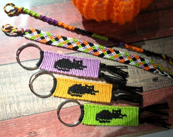 Halloween Black Cat Keychain / Bracelet set