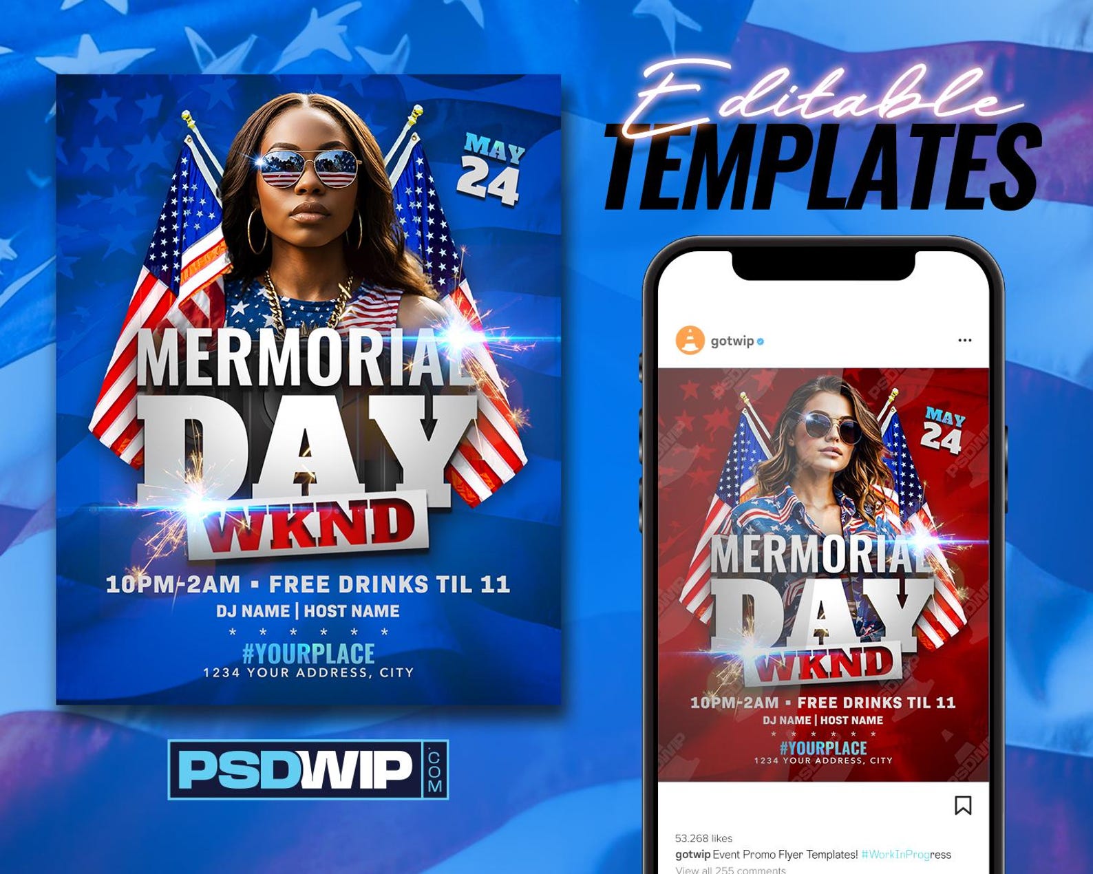 Memorial Day Weekend Canva | Photoshop | Flyer Template - Etsy
