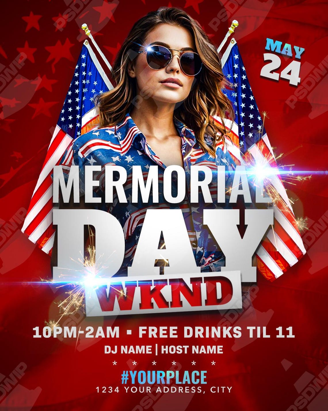 Memorial Day Weekend Canva | Photoshop | Flyer Template - Etsy