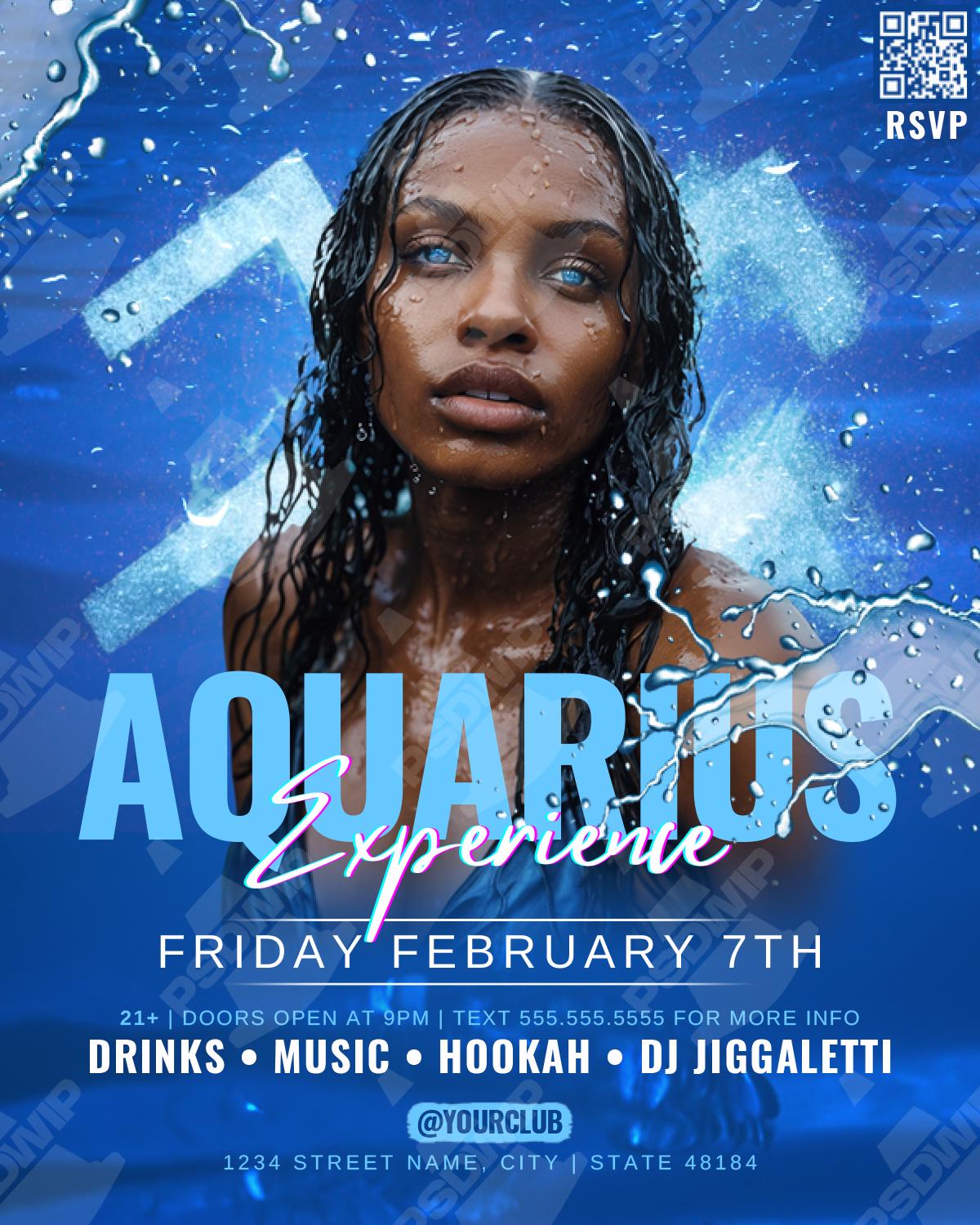 Aquarius Experience Party Flyer (canva) Editable Template - Etsy