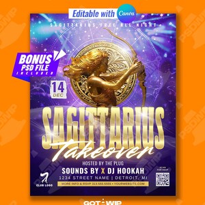 Sagittarius Takeover (Party Flyer) Editable Template