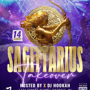 Sagittarius Takeover (Party Flyer) Editable Template
