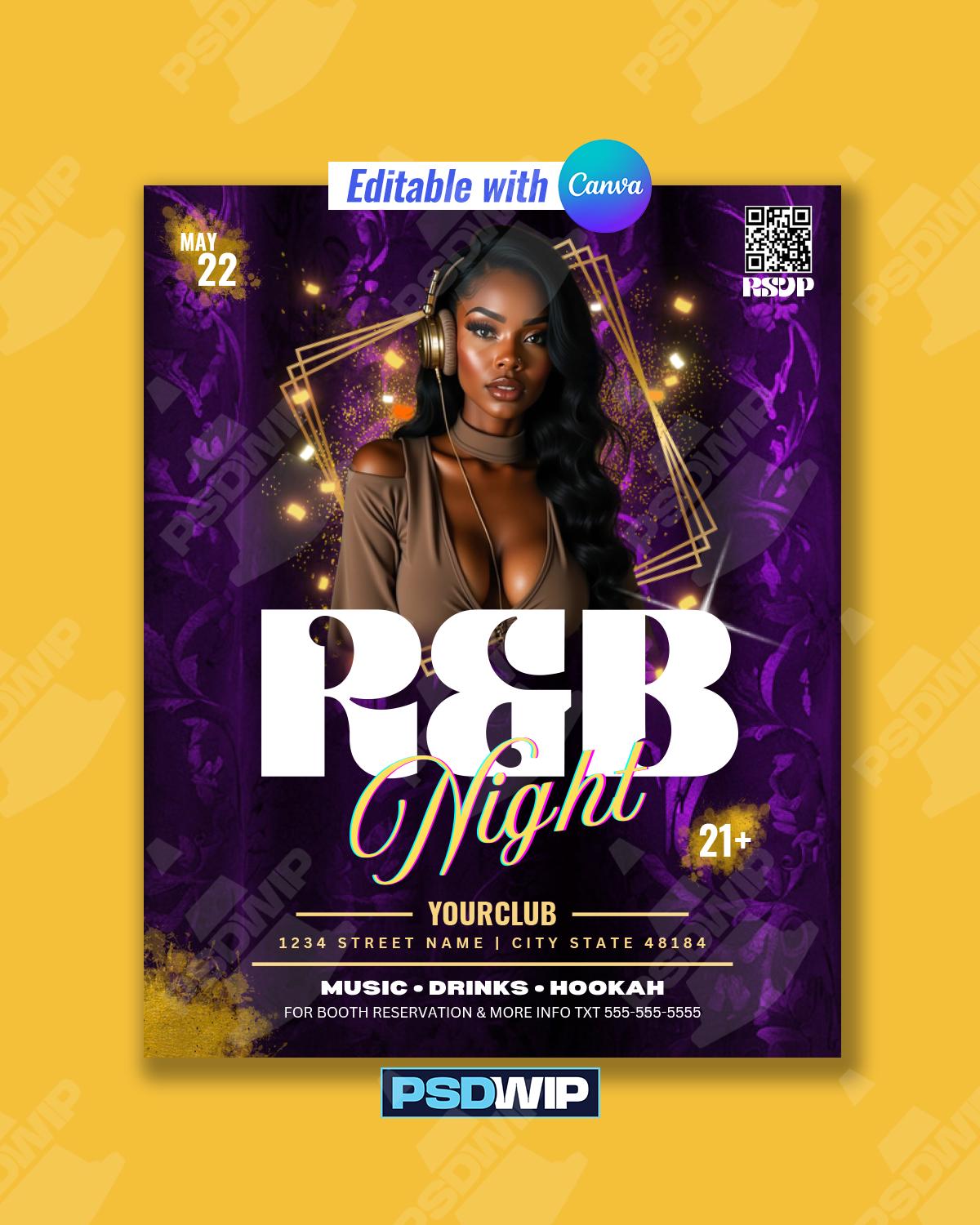 Editable R&B Party Flyer (canva) Template - Etsy