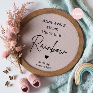 Rainbow Baby Announcement Digital, Girl Pregnancy Announcement, Editable Social Media Baby Girl Reveal Template Instant Download