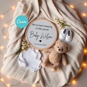 Einfache minimalistische Schwangerschaftsankündigung Digital Boho Gender Neutral Minimalist digital bearbeitbare Babyankündigung Social-Media-Vorlage