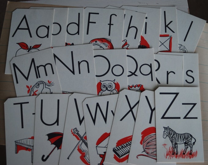 Vintage ABC Flash Cards Etsy