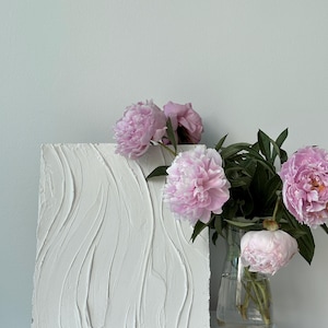Pintura texturizada interior Olas 3D Mar de textura pesada Objeto decorativo Arte de pared en relieve Pintura abstracta blanca Arte minimalista Acrílico Regalo