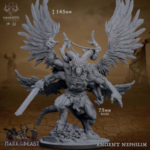 Ancient Nephilim | Winged Beast Miniature | Mammoth Factory | Mark of the Beast | 3D Printed Resin Mini | Fantasy | DnD | RPG