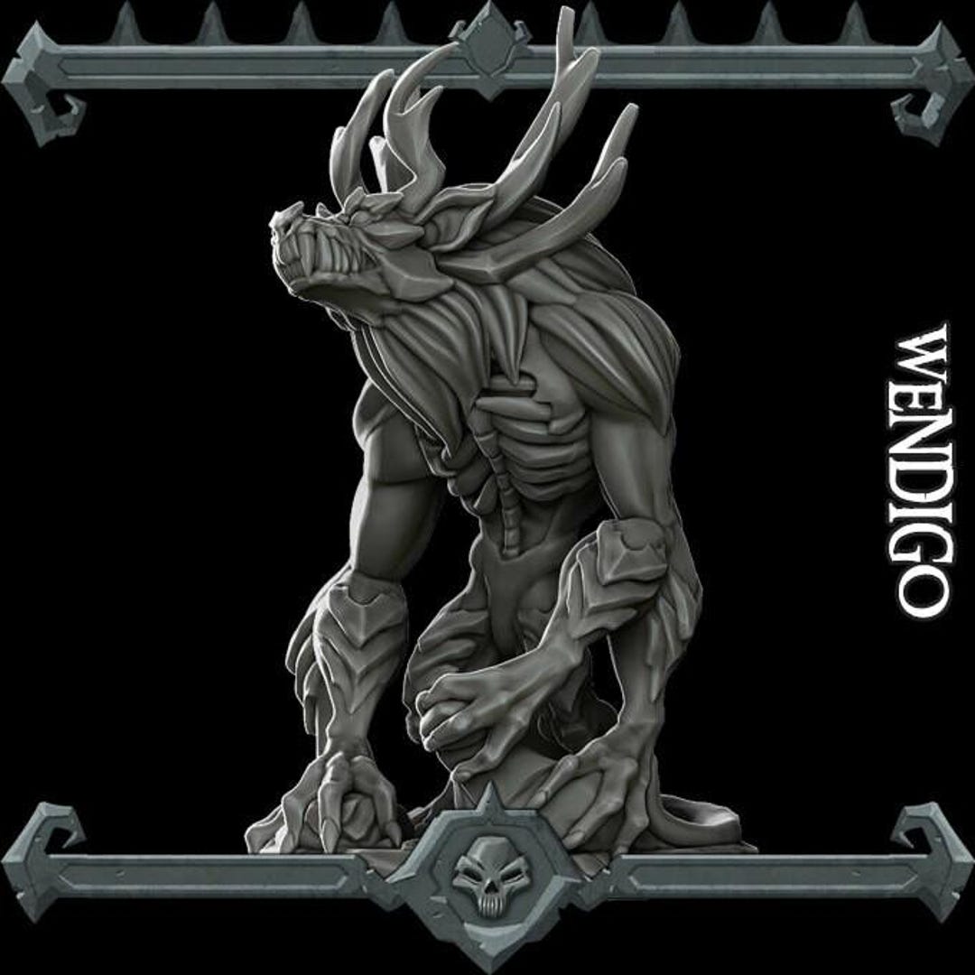 Wendigo 3D Printed Horrific Spirit Beast Miniature for Tabletop Rpgs ...