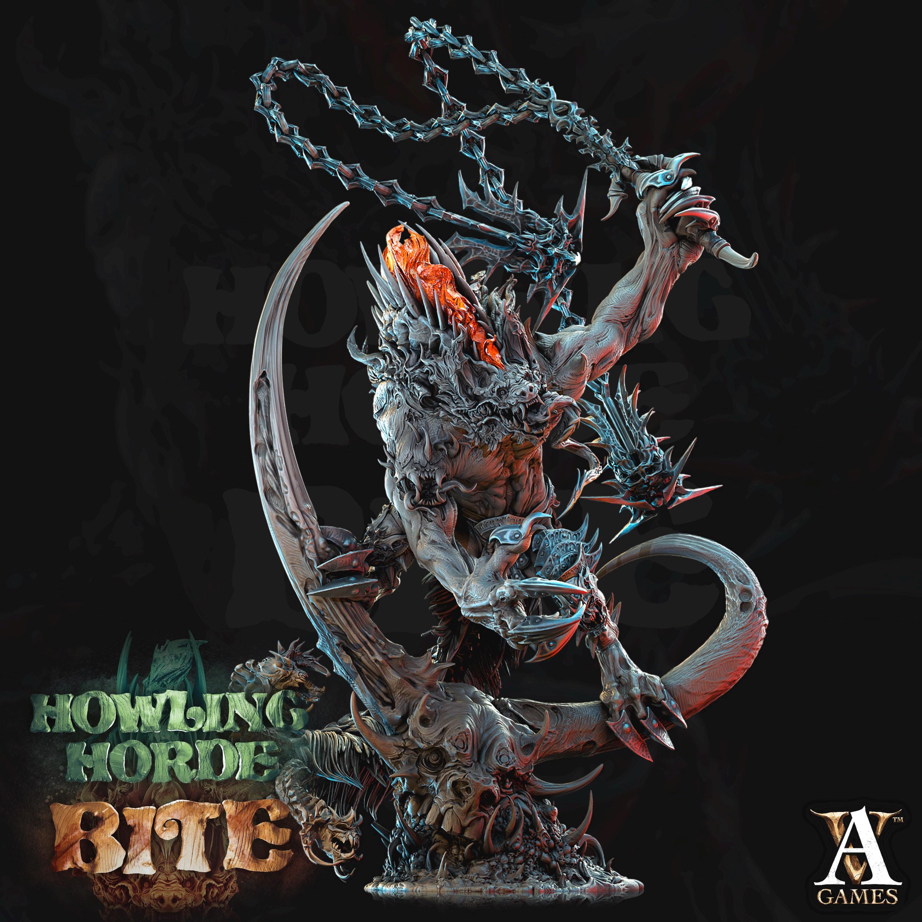 Akata | Miniature du patron dieu gnoll | Jeux Archvilain | Morsure hurlante de la Horde | Mini impression 3D en résine | Fantaisie | MdD | RPG | TTRPG | Sur table