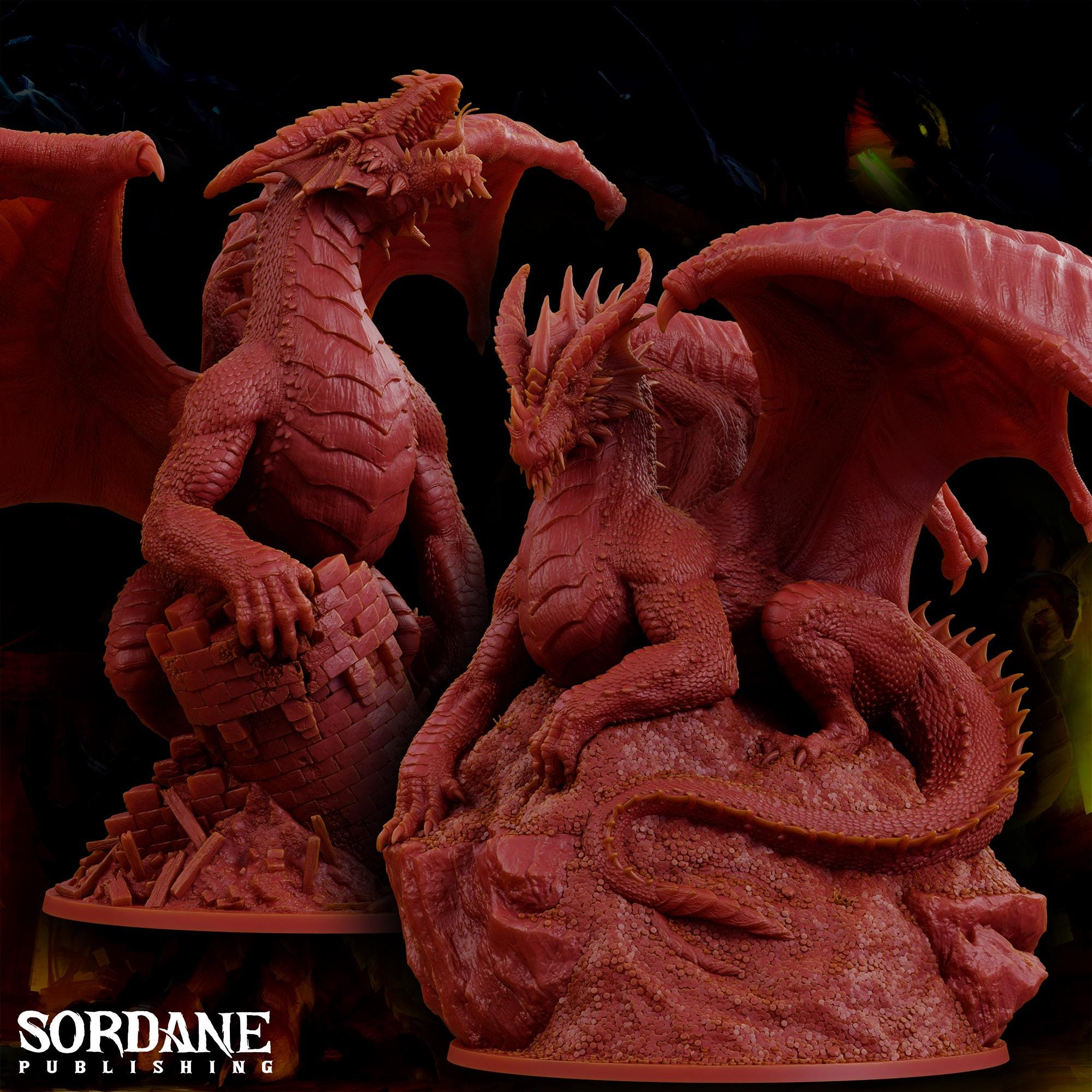 Ancient Red Dragon | Fire Dragon Miniature | Sordane Publishing | Pantheons | 3d Printed Resin Mini | Fantasy | DnD | RPG