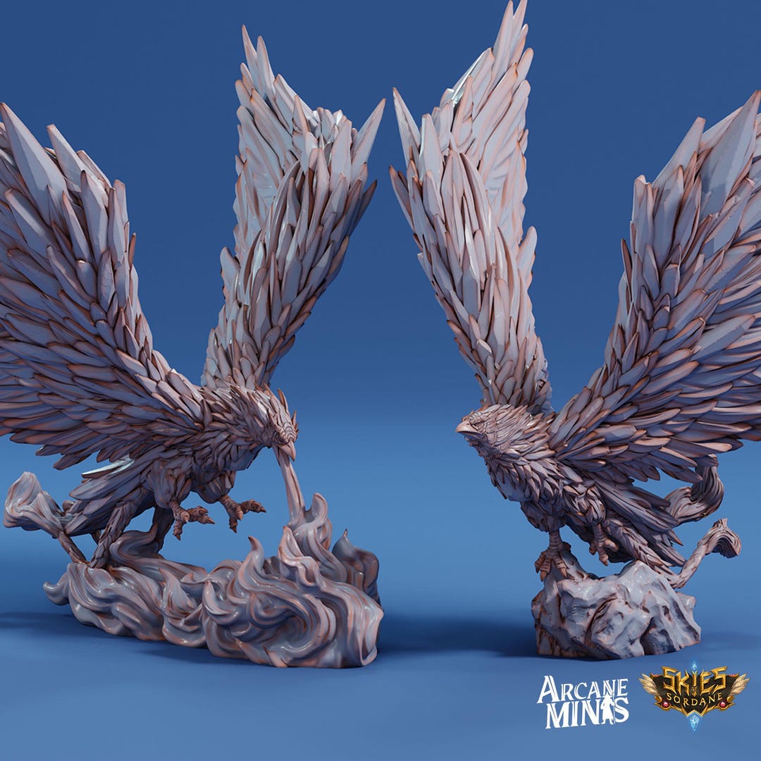 Crystal Flamehawk 3D Printed Elemental Phoenix Miniature for Tabletop ...