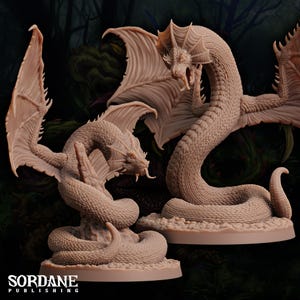 Rosewing Serpent | Winged Serpent Snake Miniature | Sordane Publishing | Cupids Embrace | 3d Printed Resin Mini | Fantasy | DnD | RPG