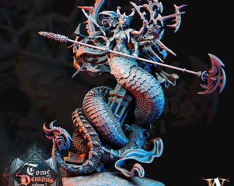 Essetria | Female Demon Medusa Snake Miniature | Archvillain Games | Tome of Demons Vol 1 | 3d Printed Resin Mini | Fantasy | DnD | RPG