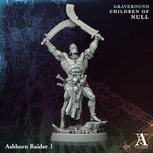 Ashborn Raider | Undead Warrior Miniature | Archvillain Games | Children of Null | 3d Printed Resin Mini | Fantasy | DnD | RPG