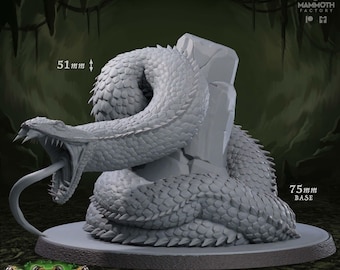 Constricteur croc-de-mort | Serpent Serpent bête miniature | Usine de mammouths | Bobines d&#39;effroi | Mini impression 3D en résine | Fantaisie | MdD | RPG