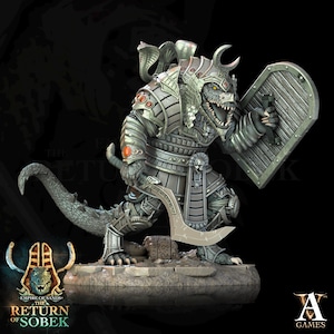 Khampsos | Desert Alligator Crocodile Beast Miniature | Archvillain Games | Return of Sobek | 3d Printed Resin Mini | Fantasy | DnD | RPG |