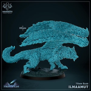 Ilmaamut | Winged Snow Beast Dragon Miniature | Mammoth Factory | Frostwilds | 3d Printed Resin Mini | Fantasy | DnD | RPG | TTRPG