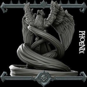 Phénix | Miniature oiseau flamme mythique feu | Jeux de cochon fusée | Mini résine imprimée en 3D | Fantaisie | MdD | RPG