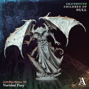 Vorithai Fury | Winged Demon Devil Miniature | Archvillain Games | Children of Null | 3d Printed Resin Mini | Fantasy | DnD | RPG