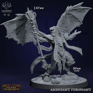 Ascendant Pyrophant | Dragonborn Sorcerer Wizard Warlock Miniature | Mammoth Factory | Solaris Drakkarum | Resin | Fantasy | DnD | RPG