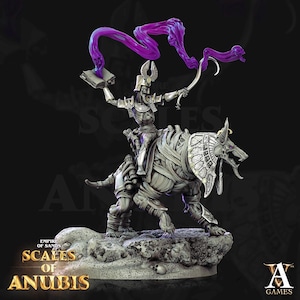 Anubian Wardog Rider | Desert Jackal Rider Miniature | Archvillain Games | Scales of Anubis | 3d Printed Resin Mini | Fantasy | DnD | RPG