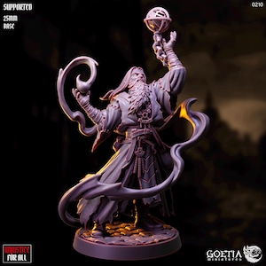 Arokhenes | Male Wizard Sorcerer Warlock Mage Miniature | Goetia Miniatures | Unjustice for All | 3d Printed Resin Mini | Fantasy | DnD