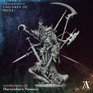 Harrowborn Nemesis | Undead Warrior Miniature | Archvillain Games | Children of Null | 3d Printed Resin Mini | Fantasy | DnD | RPG