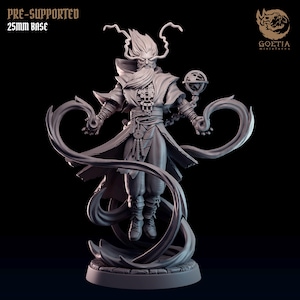 Arokhenes - Nemesis | Male Wizard Sorcerer Warlock Mage Miniature | Goetia Miniatures | Madhouse | 3d Printed Resin Mini | Fantasy | DnD