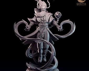 Arokhenes - Nemesis | Male Wizard Sorcerer Warlock Mage Miniature | Goetia Miniatures | Madhouse | 3d Printed Resin Mini | Fantasy | DnD