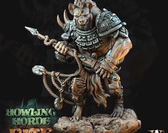 Gnoll Scout | Gnoll Beast Creature Miniature | Archvillain Games | Howling Horde Bite | 3d Printed Resin Mini | Fantasy | DnD | RPG | TTRPG
