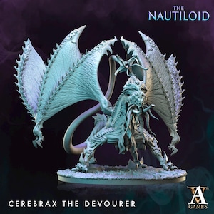 Cerebrax the Devourer | Mindflayer Dragon Miniature | Archvillain Games | Descent Into Madness | 3d Printed Resin Mini | Fantasy | DnD | RPG