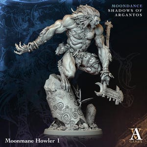Moonmane Howler | Ogre Troll Giant Miniature | Archvillain Games | Shadows of Argantos | 3d Printed Resin Mini | Fantasy | DnD | RPG