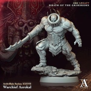 Warchief Azrokal | Goliath Barbarian Miniature | Archvillain Games | Wrath of the Grimskorn | 3d Printed Resin Mini | Fantasy | DnD | RPG