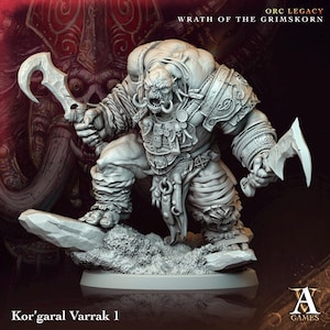 Kor Garal Varrak | Orc Ogre Troll Miniature | Archvillain Games | Wrath of the Grimskorn | 3d Printed Resin Mini | Fantasy | DnD | RPG