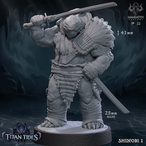 Shinobi | Tortle fighter Miniature | Mammoth Factory | Titan Tides | 3D Printed Resin Mini | Fantasy | DnD | RPG