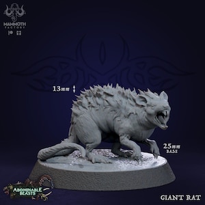 Giant Rat | Beast Animal Miniature | Mammoth Factory | Abominable Beasts | 3d Printed Resin Mini | Fantasy | DnD | RPG | TTRPG | Tabletop